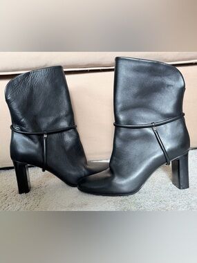 MaxMara Black Leather Mid-Height Ankle Boots
